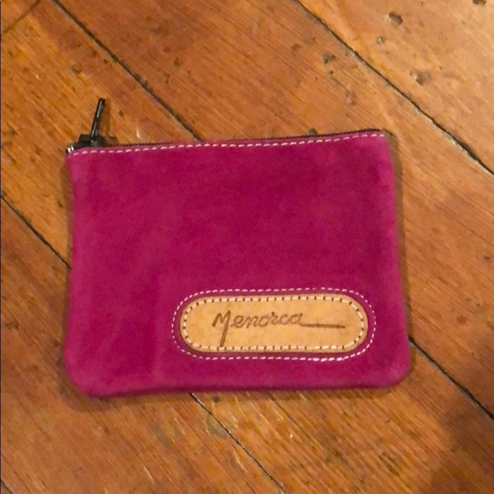 Pink suede coin purse